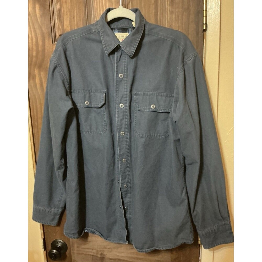 RedHead Shirt Mens M Navy Blue Excellent Flannel Canvas Workwear Snaps
